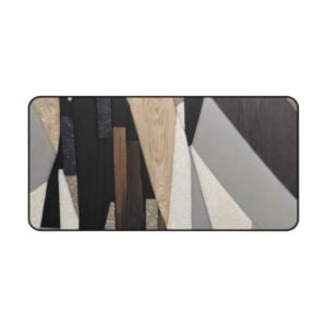 15.5'' x 31'' | Black White Crystals | Desk Mat | Black | Grey | Crystal Aesthetic