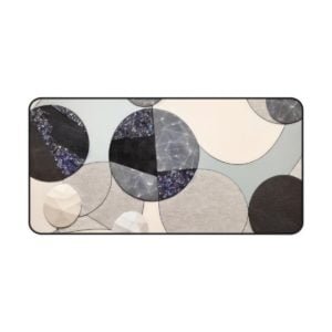 15.5'' x 31'' | Black/Quartz Crystal | Desk Mat | Black | Grey | Crystal Aesthetic