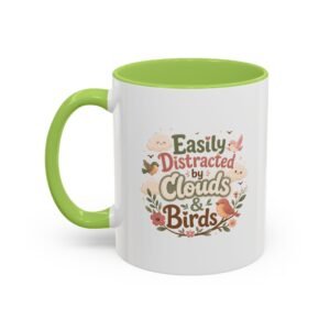 Easily Distracted by Clouds & Birds Accent Coffee Mug