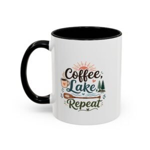 Coffee, Lake, Repeat Accent Coffee Mug